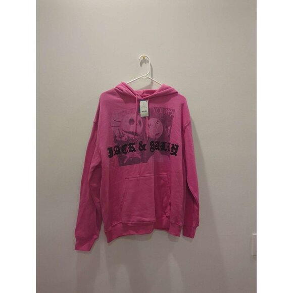 NWT Jack & Sally Pink Halloween Pullover Hoodie Sweatshirt XL - Picture 8 of 9